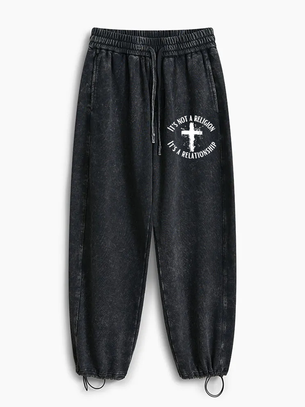 It's Not A Religion It's A Relationship Jesus God Christian Washed Sweatpants