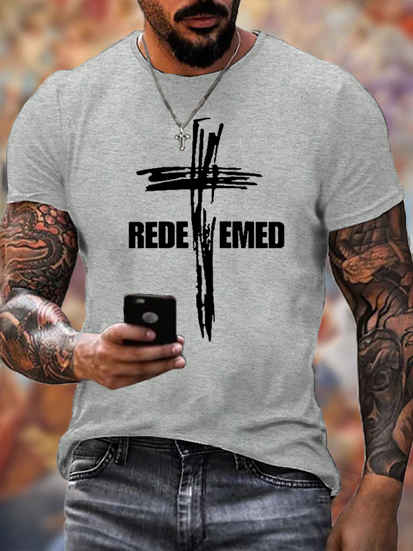 Redeemed Cross Jesus God Christian Cotton T-Shirt