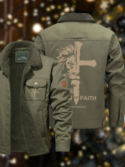 Men's Man of Faith Casual Fleece-Lined Jacket