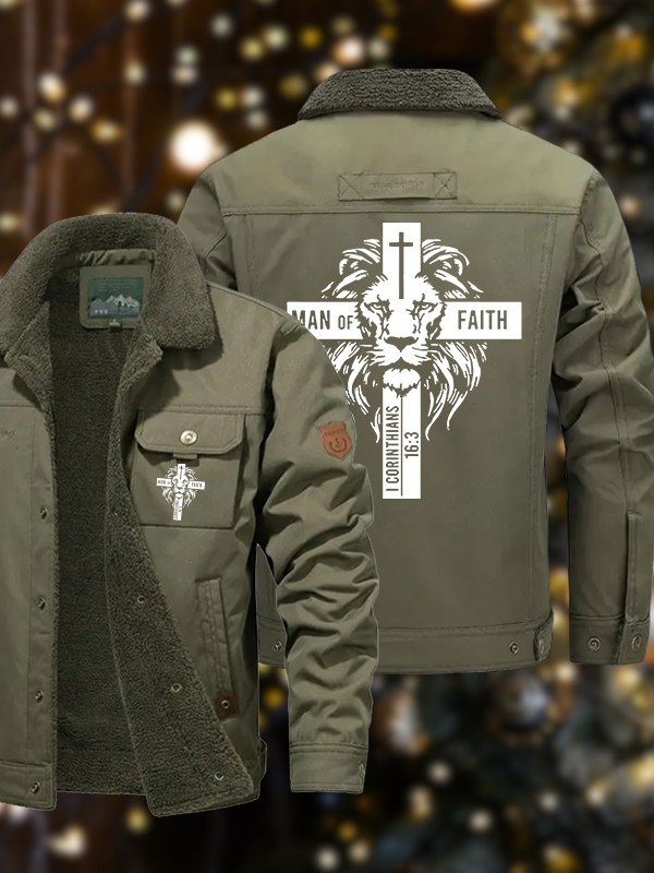 Men's Man of Faith  Casual Fleece-Lined Jacket