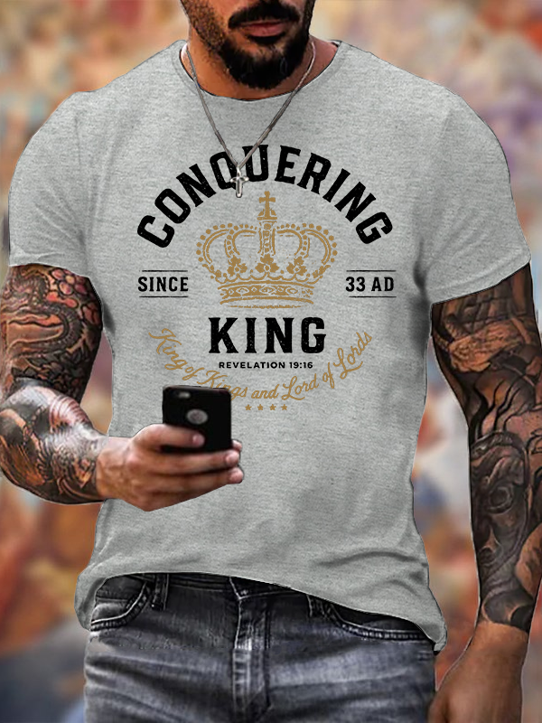 Conquering King Jesus God Christian Cotton T-Shirt