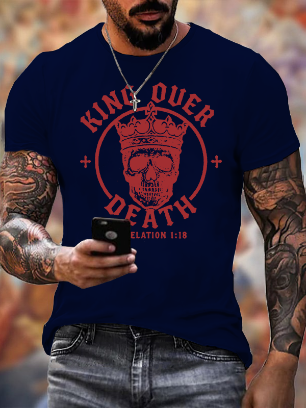 King Over Death Jesus God Christian Cotton T-Shirt