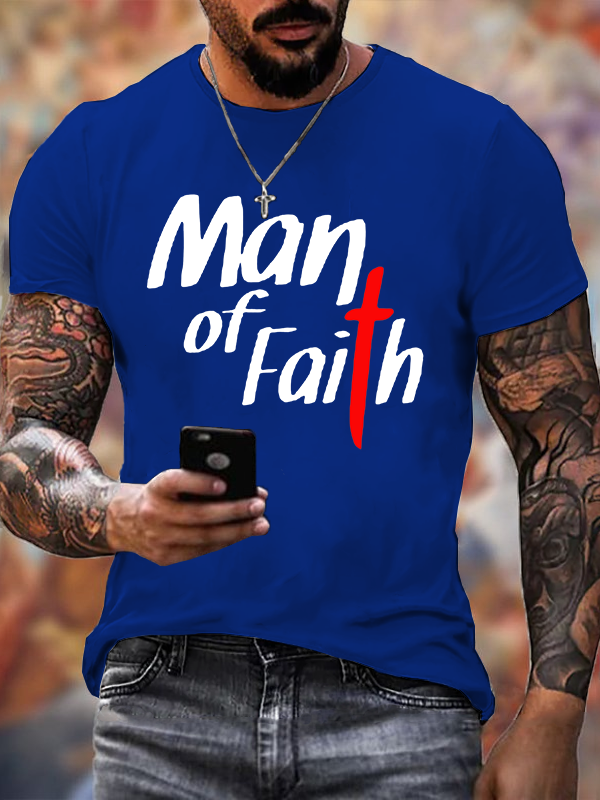 Man of Faith Jesus God Christian Cotton T-Shirt
