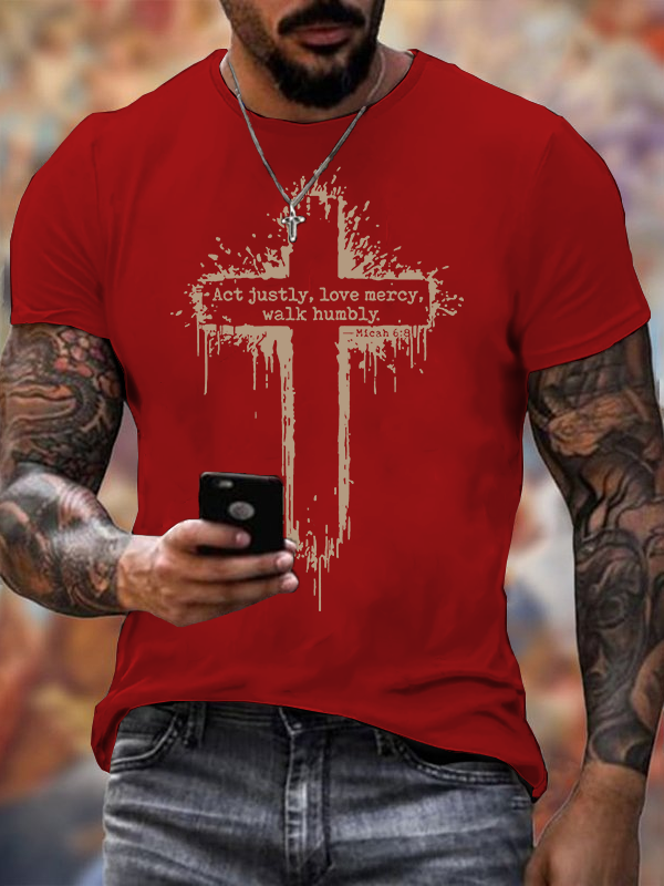 Micah 6:8  Jesus God Christian Cotton T-Shirt