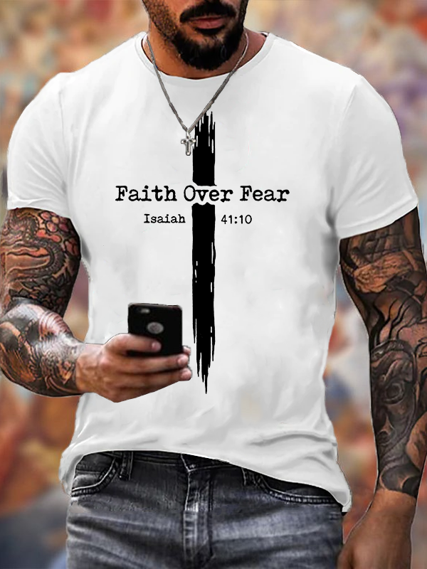 Faith Over Fear Jesus God Christian Cotton T-Shirt