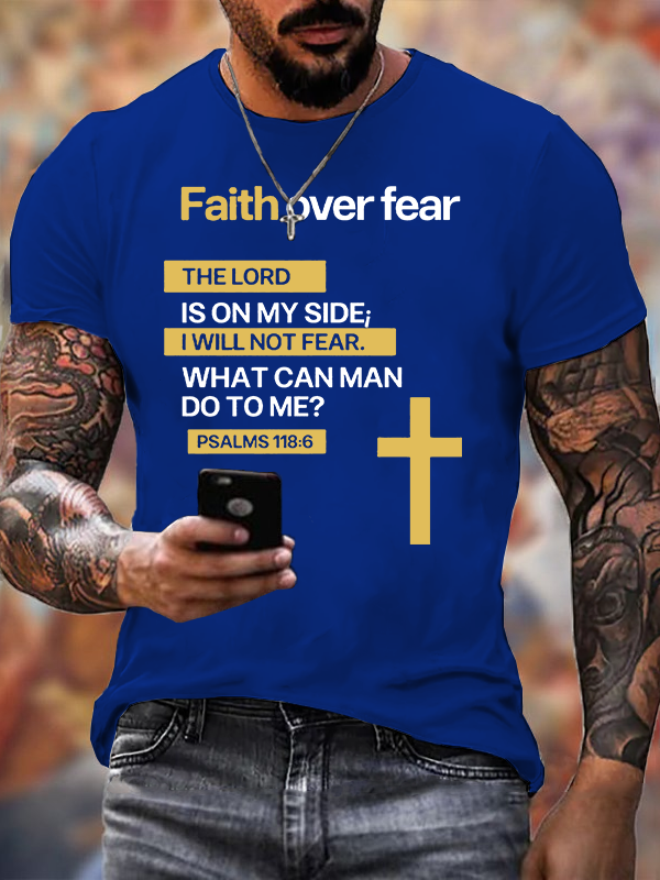 Faith Over Fear Jesus God Christian Cotton T-Shirt