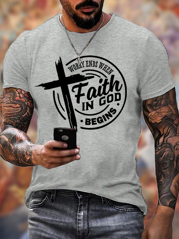 Faith Printed Jesus God Christian Cotton T-Shirt