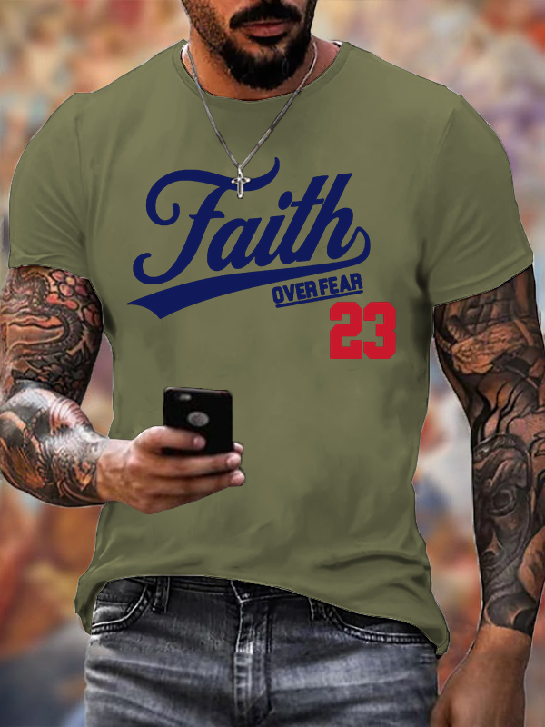 Faith Over Fear Jesus God Christian Cotton T-Shirt