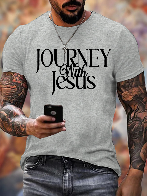 Journey With Jesus Jesus God Christian Cotton T-Shirt