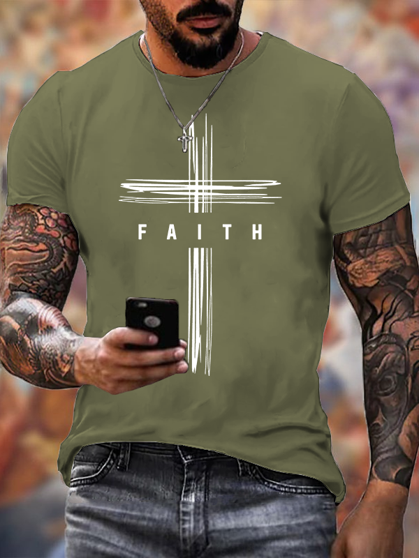 Faith Cross  Jesus God Christian Cotton T-Shirt