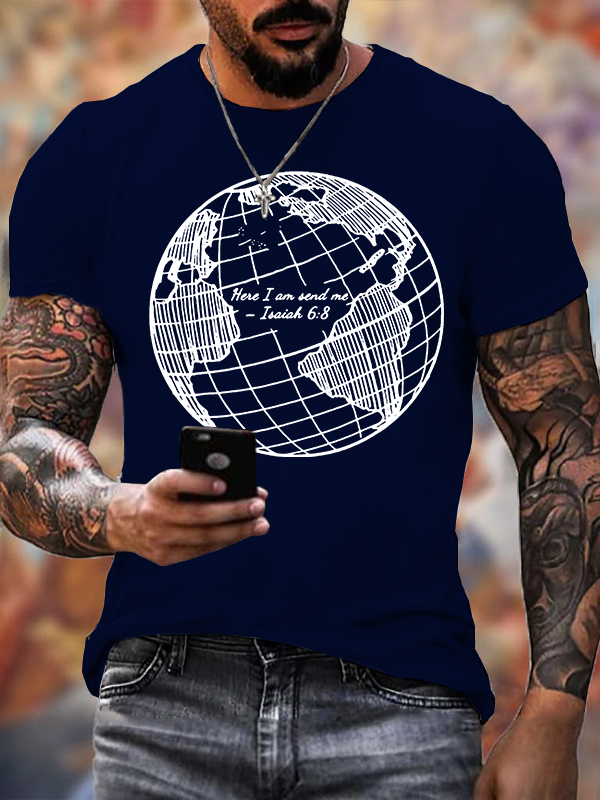 Here I Am Send Me Isaiah 6 ：8 Jesus God Christian Cotton T-Shirt