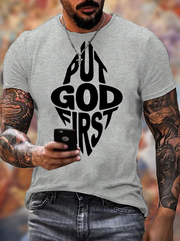Put God First  Jesus God Christian Cotton T-Shirt