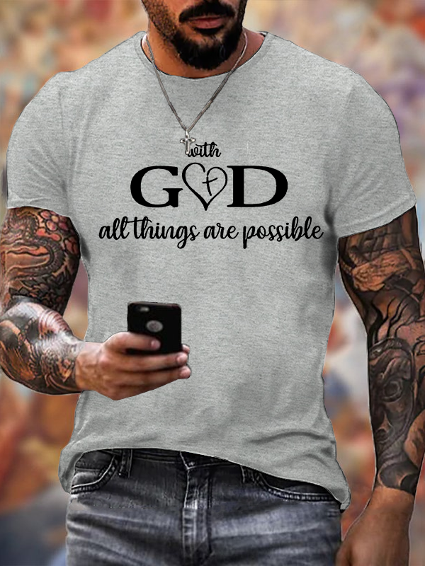 With God All Things Are Possible Jesus God Christian Cotton T-Shirt