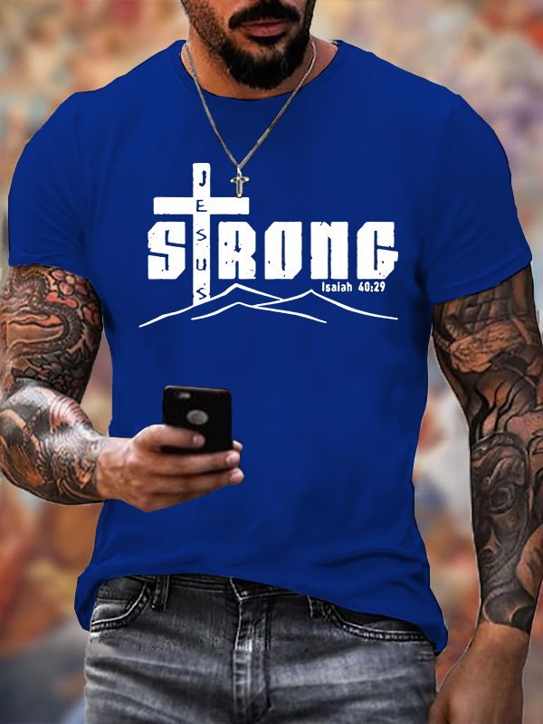 Jesus Strong Jesus God Christian Cotton T-Shirt