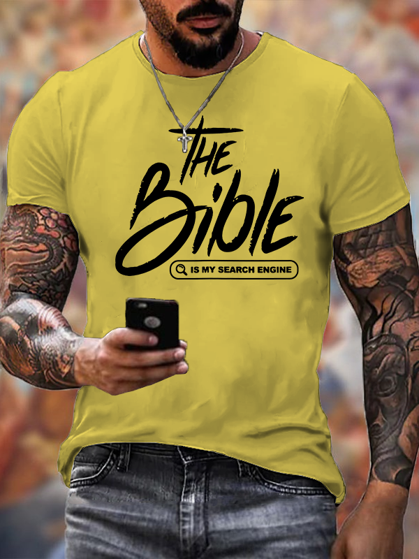 Bible Is My Search Engine Jesus God Christian Cotton T-Shirt