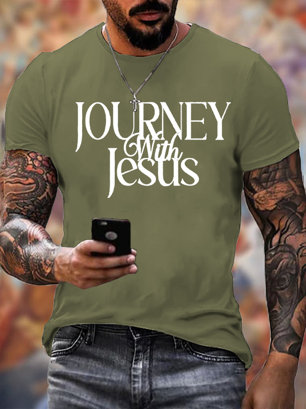Journey With Jesus Jesus God Christian Cotton T-Shirt