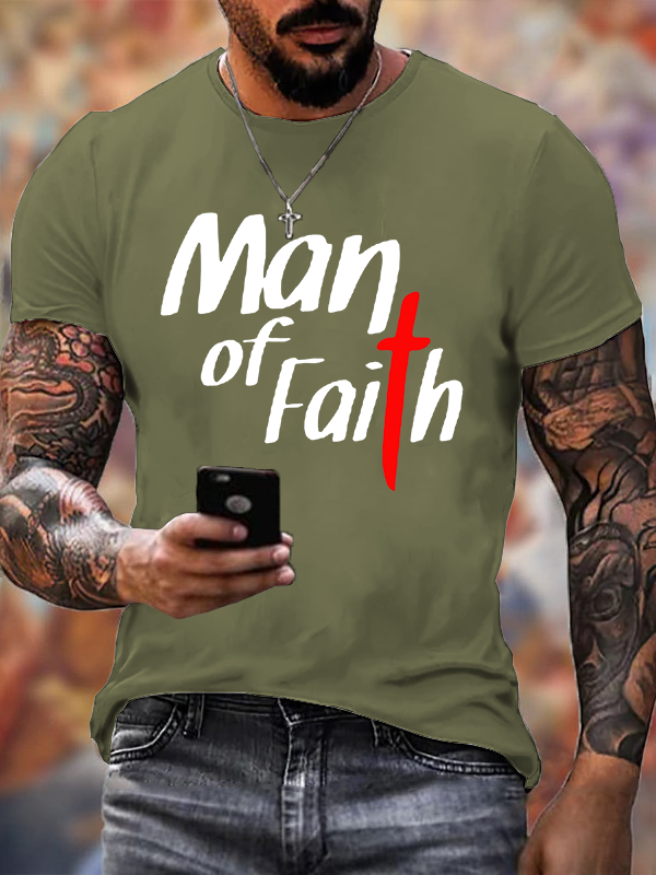 Man of Faith Jesus God Christian Cotton T-Shirt