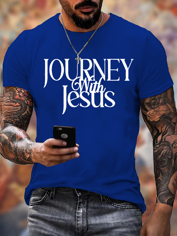 Journey With Jesus Jesus God Christian Cotton T-Shirt