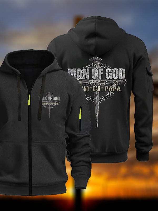 Man Of God Husband Dad PaPa Jesus God Christian Zipper Hoodies