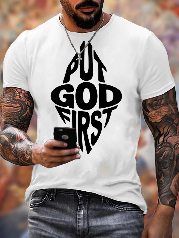 Put God First  Jesus God Christian Cotton T-Shirt