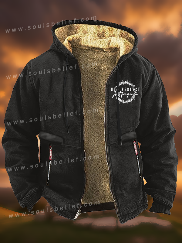 Not Perfect Just Forgiven Religious Jesus God Christian Zipper Hooded Jacket