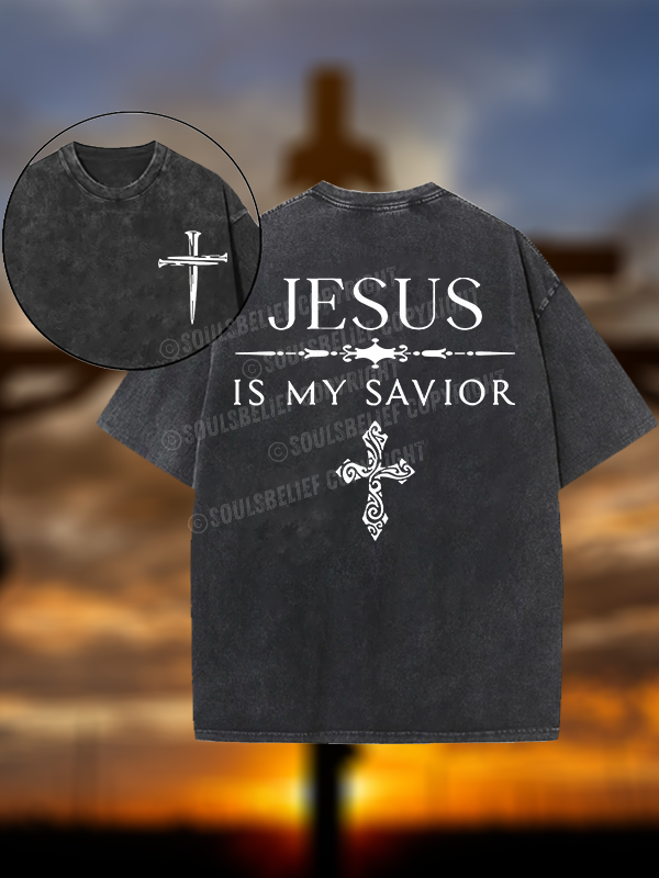 Jesus Is My Savior Christian Washed T-Shirt