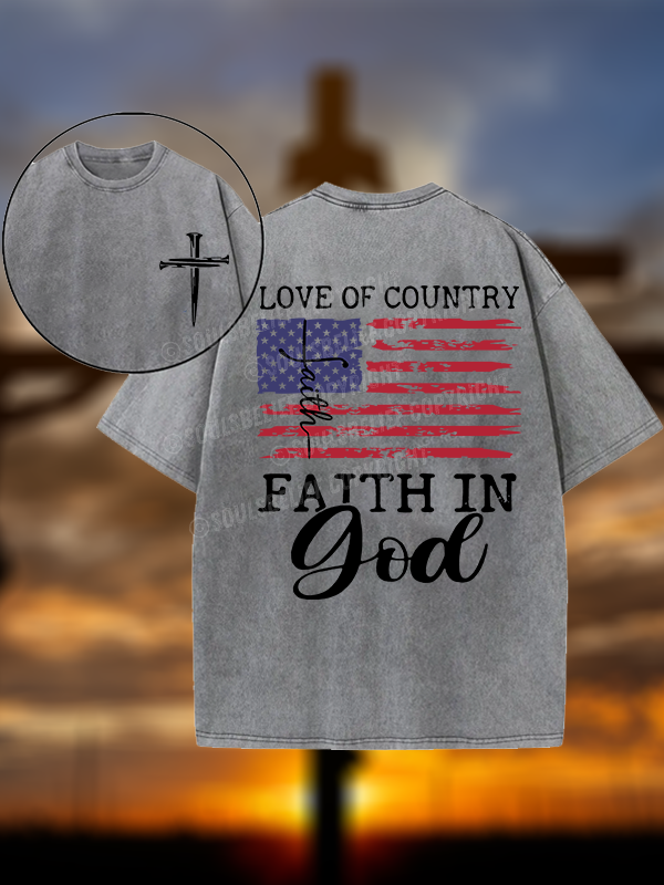 Faith In God Christian Washed T-Shirt