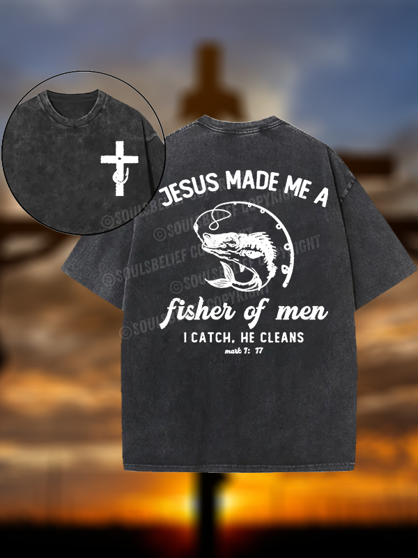 Fisher of Men Cross Christian Washed T-Shirt