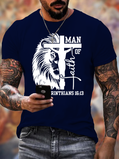 Man of God Jesus God Christian Cotton T-Shirt