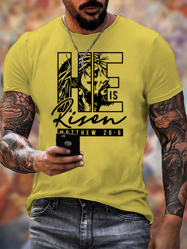 He Is Risen Jesus God Christian Cotton T-Shirt