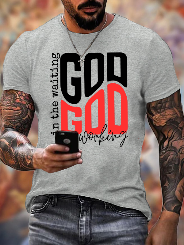 In The Waiting God Is Working Jesus God Christian Cotton T-Shirt