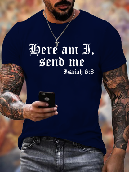 Here I Am, Send Me Jesus God Christian Cotton T-Shirt