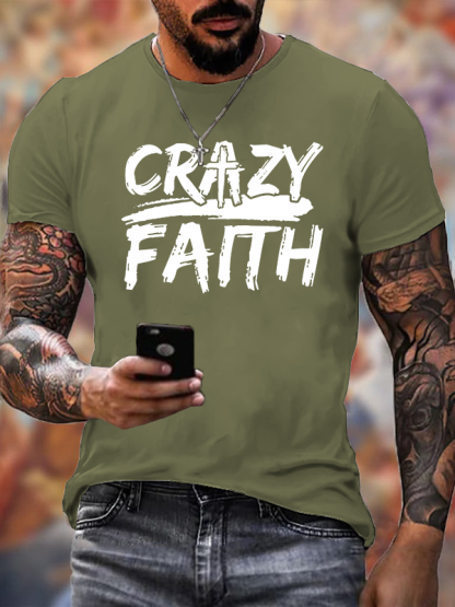 Crazy Faith Cross Jesus God Christian Cotton T-Shirt