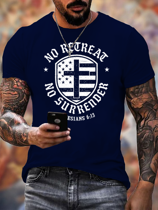 No Retreat Jesus God Christian Cotton T-Shirt