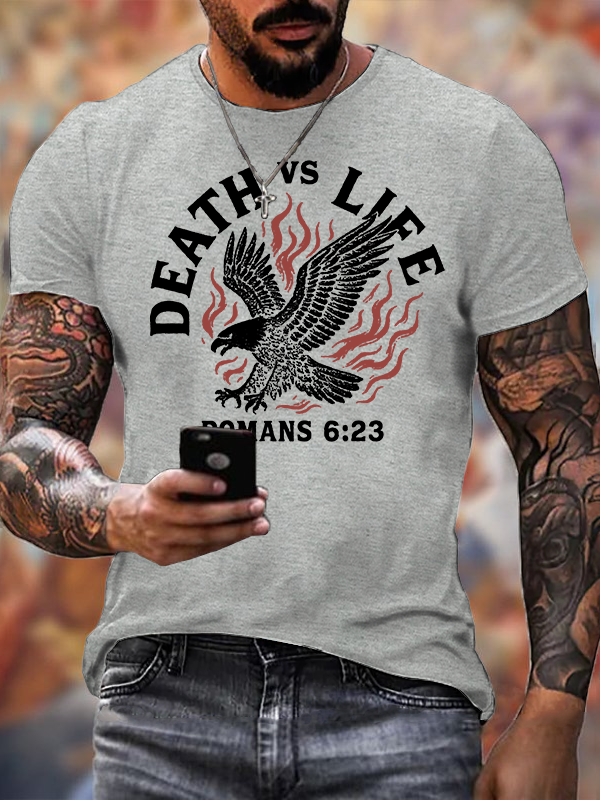 Death Vs Life Jesus God Christian Cotton T-Shirt