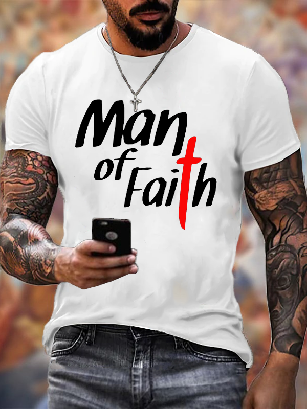 Man of Faith Jesus God Christian Cotton T-Shirt