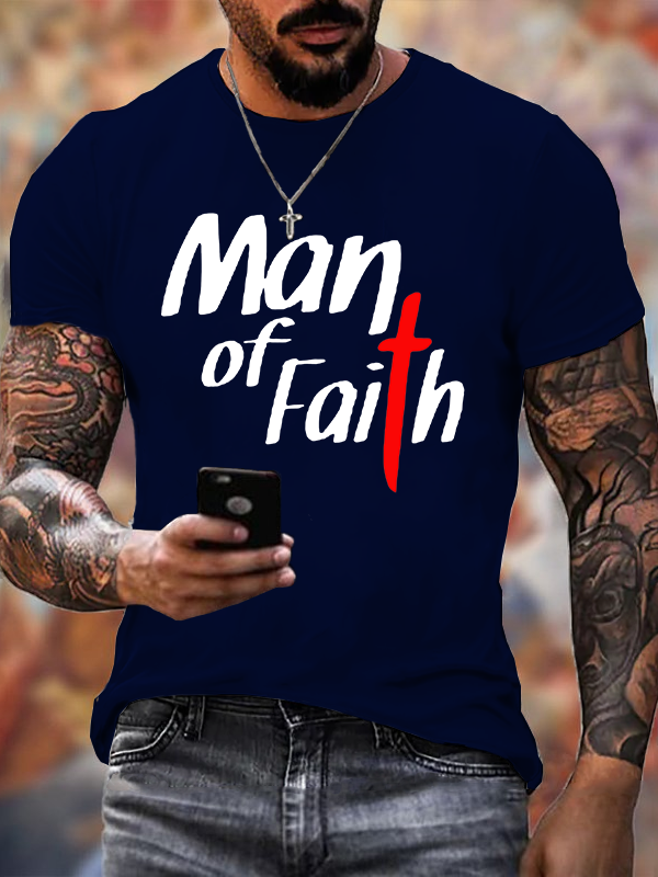 Man of Faith Jesus God Christian Cotton T-Shirt