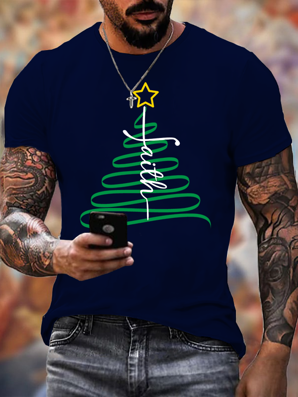 Christmas Cross Jesus God Christian Cotton T-Shirt