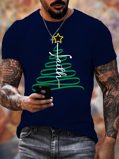 Christmas Cross Jesus God Christian Cotton T-Shirt