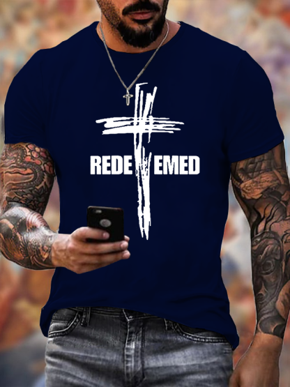 Redeemed Cross Jesus God Christian Cotton T-Shirt