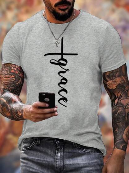 Grace Cross Jesus God Christian Cotton T-Shirt