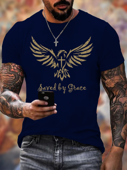 Saved By Grace Jesus God Christian Cotton T-Shirt