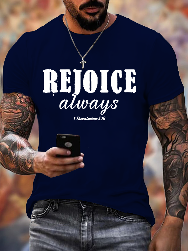 Rejoice Always Jesus God Christian Cotton T-Shirt