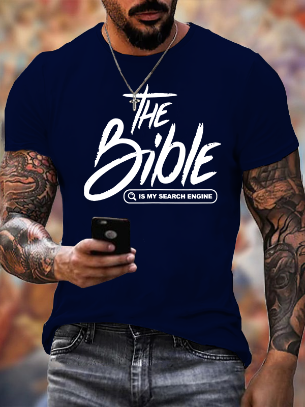 Bible Is My Search Engine Jesus God Christian Cotton T-Shirt