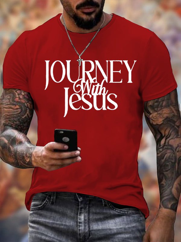 Journey With Jesus Jesus God Christian Cotton T-Shirt