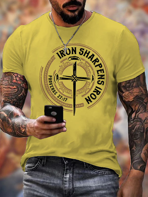 Iron Sharpens Iron - Proverbs 27:17 Jesus God Christian Cotton T-Shirt