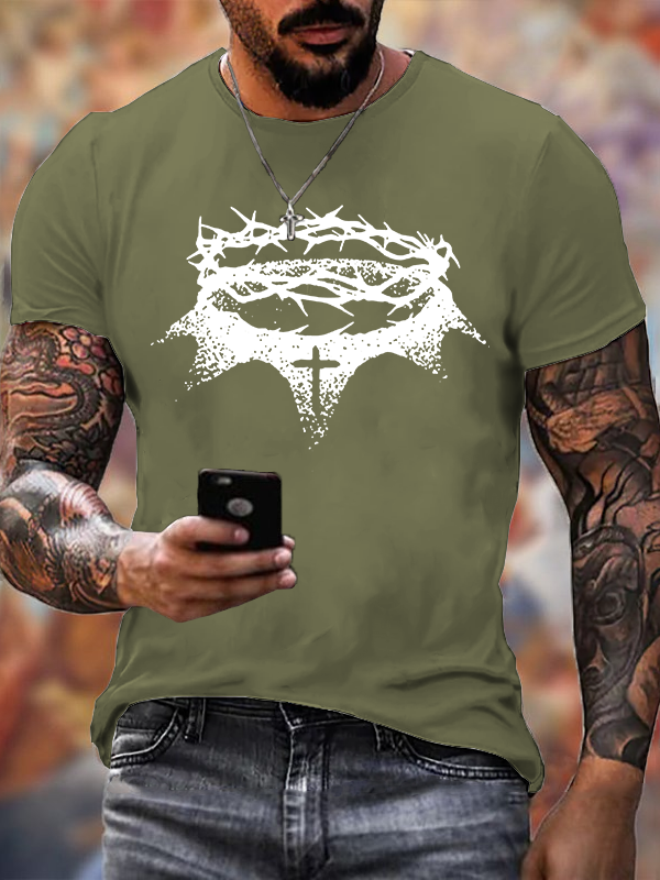 Crown of Thorns Jesus God Christian Cotton T-Shirt