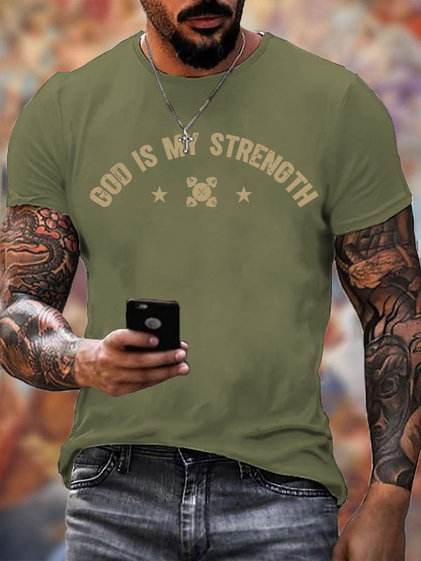 God Is My Strength Jesus God Christian Cotton T-Shirt
