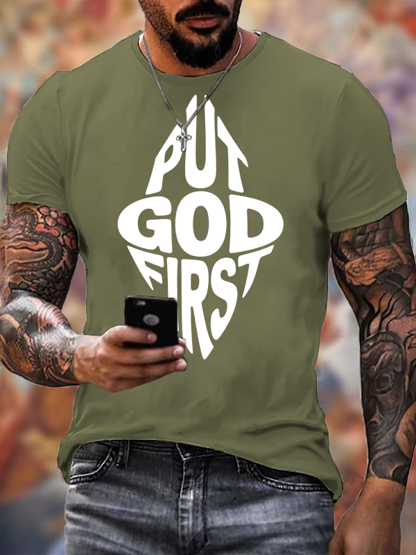Put God First  Jesus God Christian Cotton T-Shirt