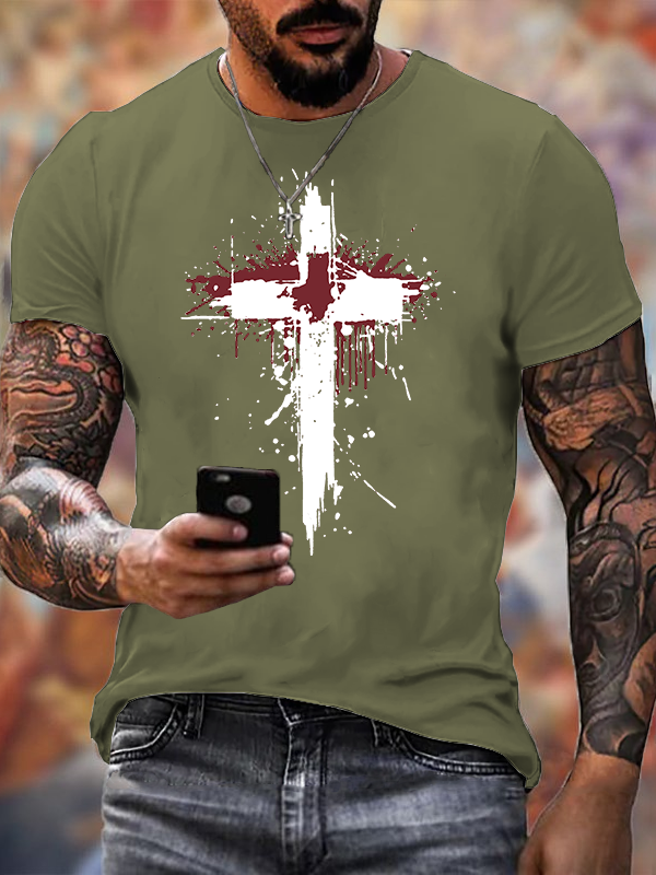 Sacred Cross Jesus God Christian Cotton T-Shirt